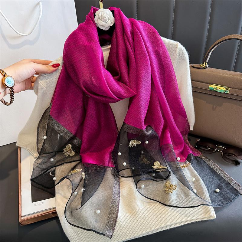 

Роскошный блестящий кружевной шарф шелковый женский хиджаб мягкие шерстяные шали и палантины большой цветок тонкие шарфы фуляр женский буфанда новый