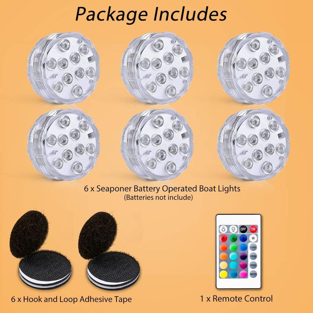 Boat Lights Wireless Battery Operated, Waterproof Marine Led Light for Deck Light Courtesy Interior Lights, for Fishing Kayak Duck Jon Bass Boat, RGB