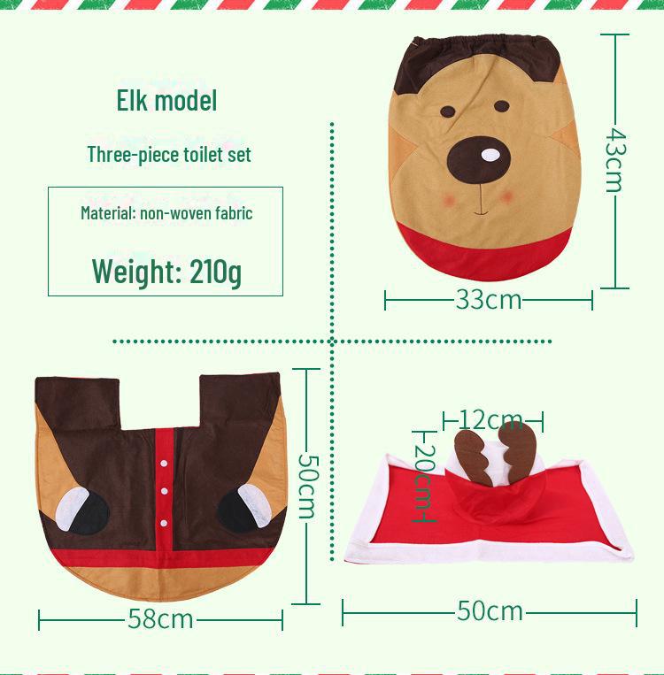 Ensemble de toilette de dessin animé de Noël: Housse de protection pour bonhomme de neige, elfe et cerf avec repose-pieds