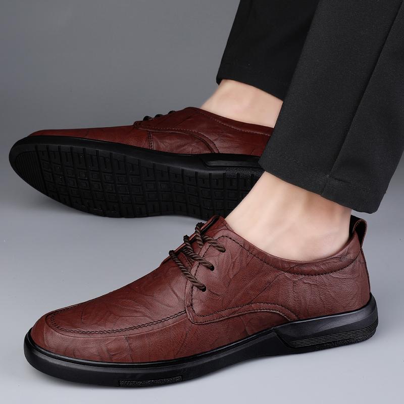 Luxury Brand Lace-up Leather Loafers Business Formal Men's Shoes Thick-soled Comfortable Soft-soled Casual Shoes High-quality