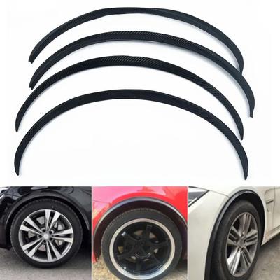 Accessory Wheel Eyebrows Protector Arch Strip Trim 4Pcs Black Car Carbon Fiber Look Cover Exterior Lips Rubber