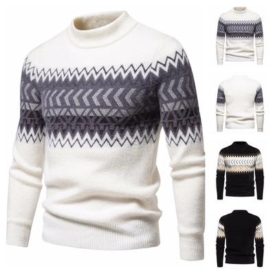 Hot Sale, Autumn and Winter New Printed Crew Neck Sweater, Men's Bottom Knitted Sweater Sweater