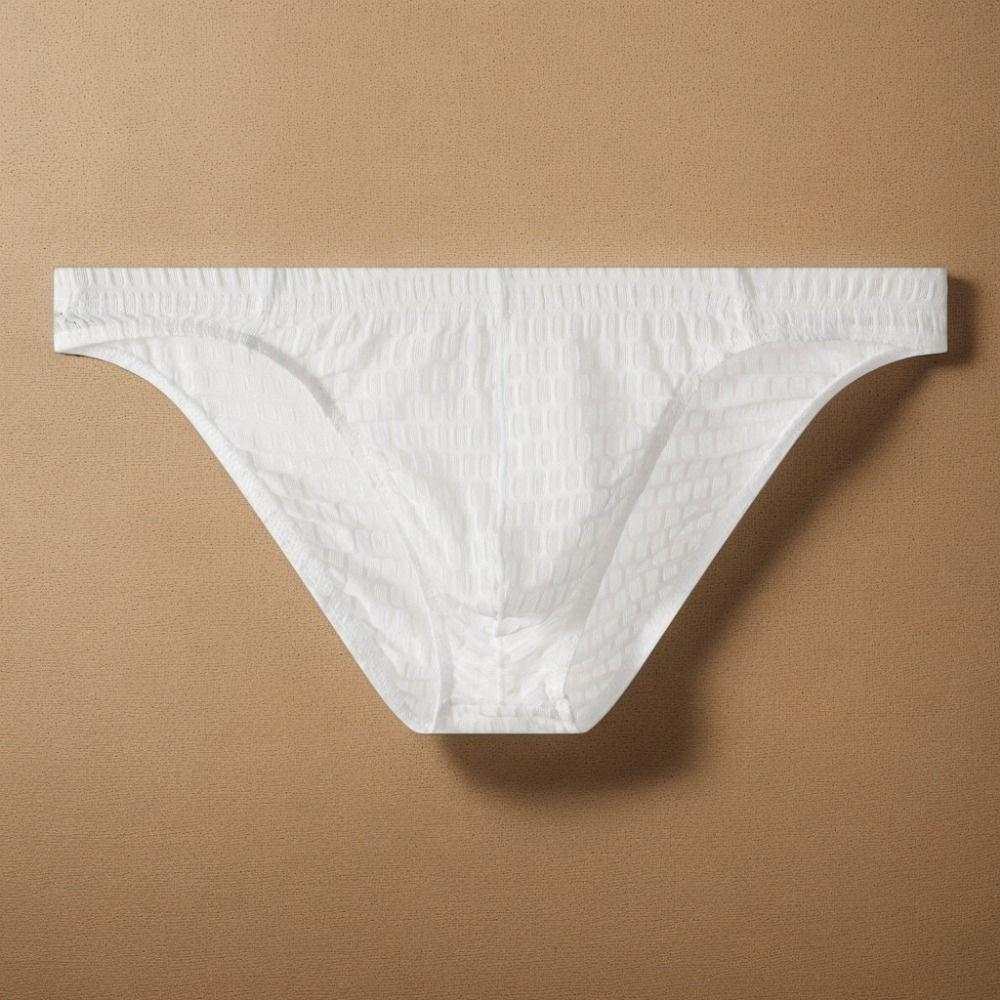 Solid Color Low Waist Men's Briefs Transparent Ultra-thin Ice Silk Underwear Mesh Lingerie See Through Briefs Workout
