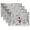 Set di 4 Tovagliette Solstizio d'Inverno Pupazzo di Neve Scoiattolo Raccolta del Solstizio d'Inverno Nevosa Festa di Natale Decorazione Tavola di Famiglia