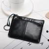 Vintage Genuine Leather Coin Purse Card Holder Mini Bag Retro Solid Color Zipper Clutch Wallet Key Holder for Men Women