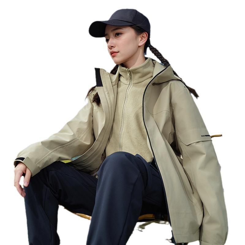 Jacket Men's 3-in-1 Fleece Down Liner Removable Women's Travel Warm Mountaineering Suit