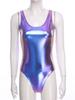 Women Sleeveless Shiny Metallic Bodysuit S-3XL - Dance Yoga Gymnastic Leotard Stage Performance Jumpsuit Rave Costume