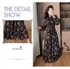 Korean Style Floral Ruffled Dress - Sweet Vacation, Waist-Cinching, Long Frilly Edge Design