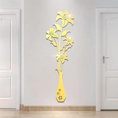 3D Mirror Wall Decals - Flower Wall Stickers Murals for Living Room Bedroom,DIY Walls Decor for TV Background and Sofa Backdrop