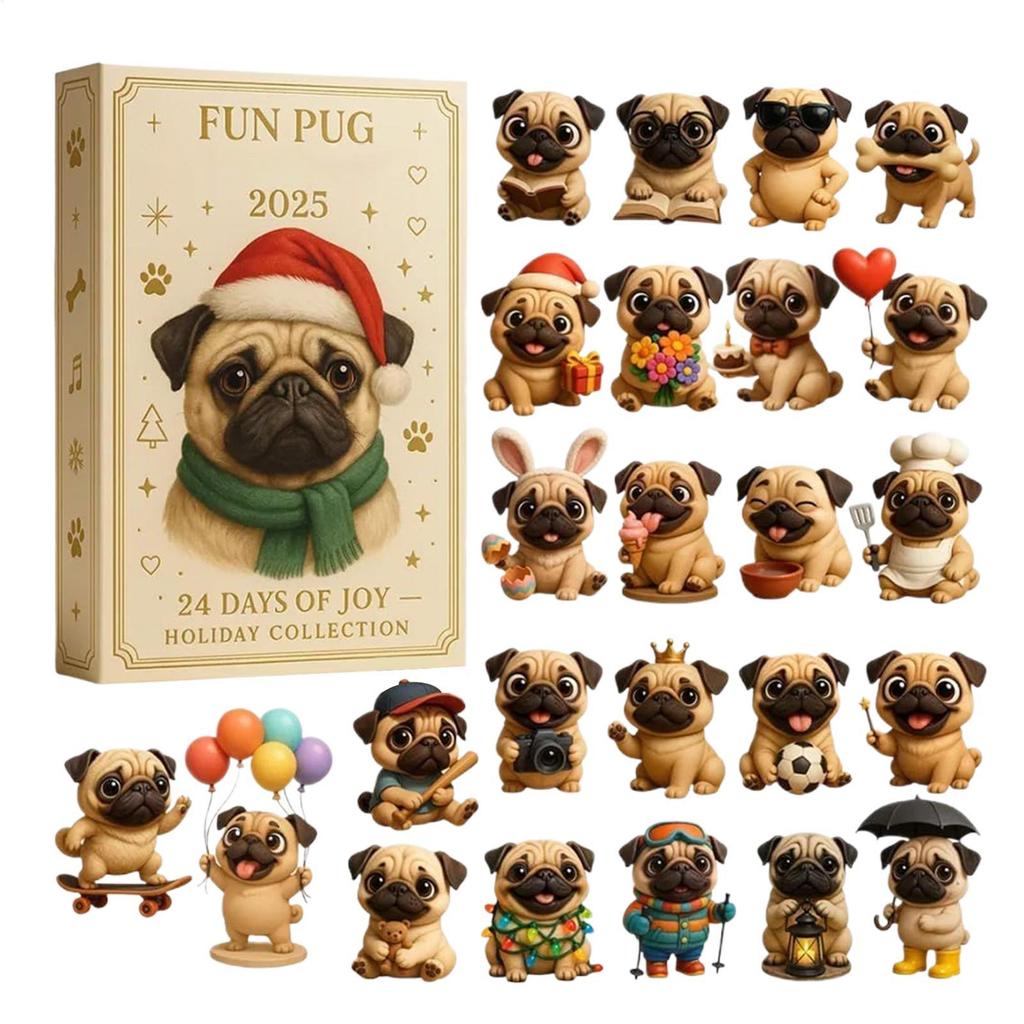 Dog Advent Calendar 2025 24 Days Christmas Countdown 2D Acrylic Cute Dog Christmas Tree Pendant Ornaments Xmas Navidad Party