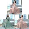 Spring Autumn Mom Dress With Waistcinch Vneck Long Chiffon Skirt For Commuting And Office
