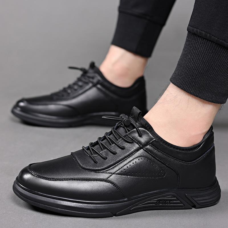 2025 Autumn New Men's Leather Shoes Sports and Leisure Men's Shoes British Platform Breathable Shoes