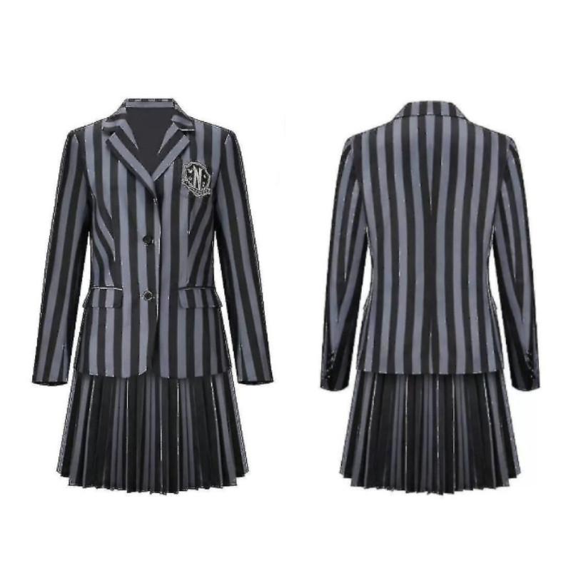 Halloween Wednesday Addams Role Playing Adult School Uniform Costume Set For Girls And Women