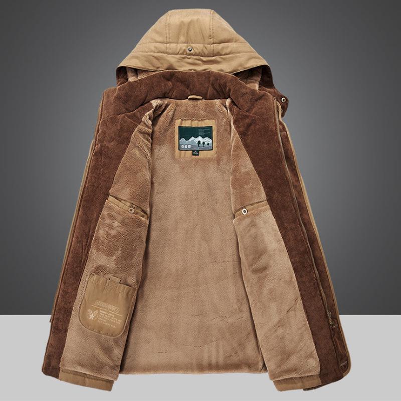 Men's Mid-Length Winter Cotton Jacket - Thick, Velvet-Lined, Windproof, Warm Coat for Casual Wear, Suitable for Young and Middle-Aged Men.