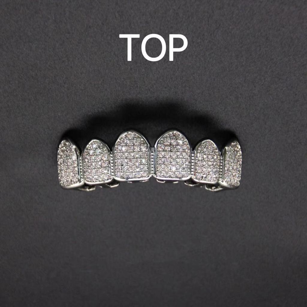 Przesadzone Grillz Hip-Hopowe: Miedź platerowana prawdziwym złotem z inkrustacją cyrkoniami, nieśniedziejąca biżuteria na zęby