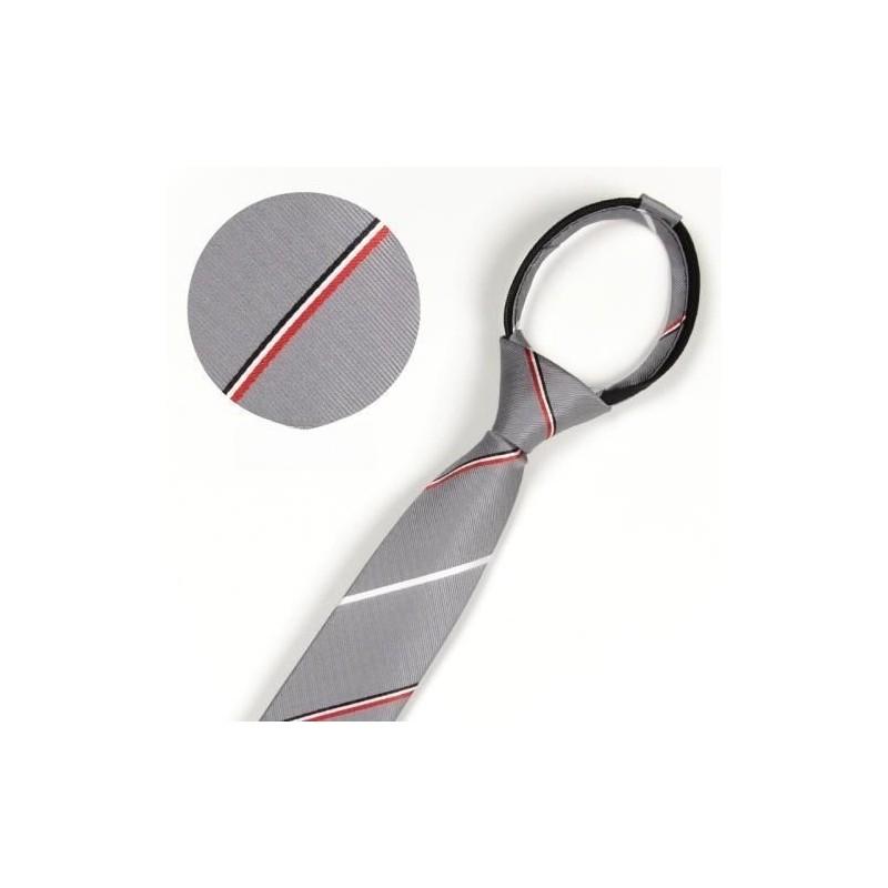 Tiger Head Embroidered Neck Tie For Kids With Striped Wool Material For School Or Casual Wear