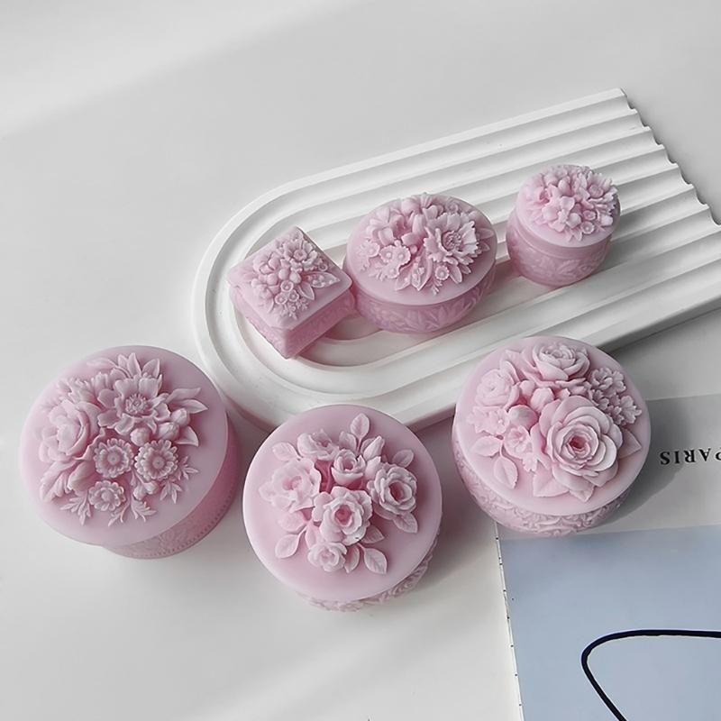 Flower Storage Jar Mould Jewelry Organizer Silicone Mold Concrete Plaster Storage Box Molds for Organizing Enthusiasts