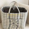 F26C Floral Pattern Quilted Cotton Storage Basket Foldable Lightweight with Handles for Home Laundry Toy Organization
