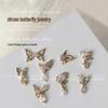 Butterfly Zircon Nail Art Jewelry: Pearl, Ribbon, Gold & Silver Pendant