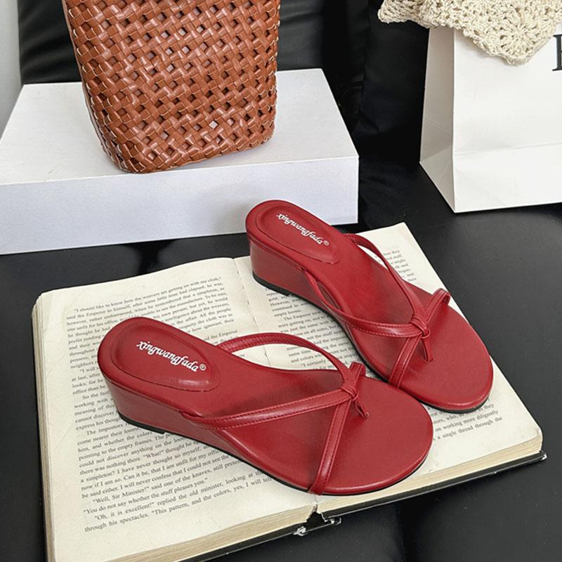 Mode Mode Runde Zehen Damen Keilabsatz Hausschuhe Sommer Damen Pantoletten Sandalen Flache Damen Keilabsatz Schuhe Flip Flops