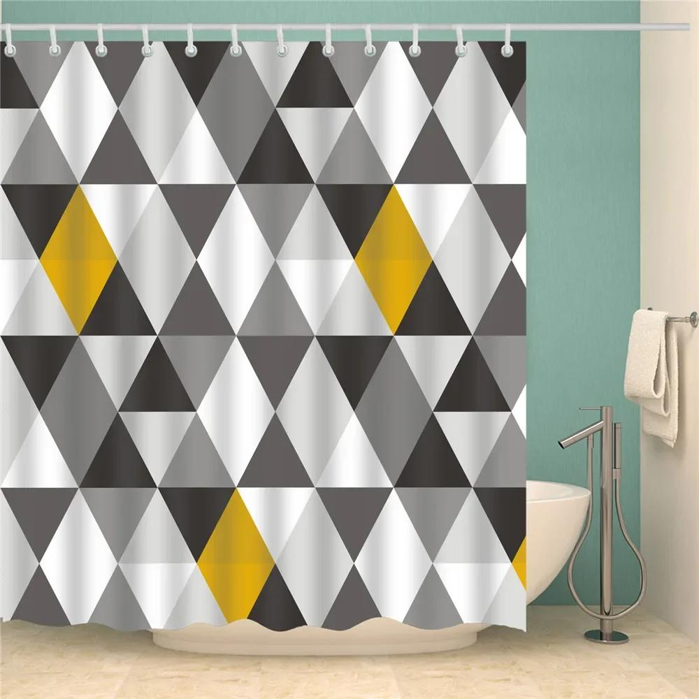 Abstract Geometric Stripes Printing Shower Curtains Home Hotel Bathroom Decoration Bath Curtains Waterproof Bathroom Curtains