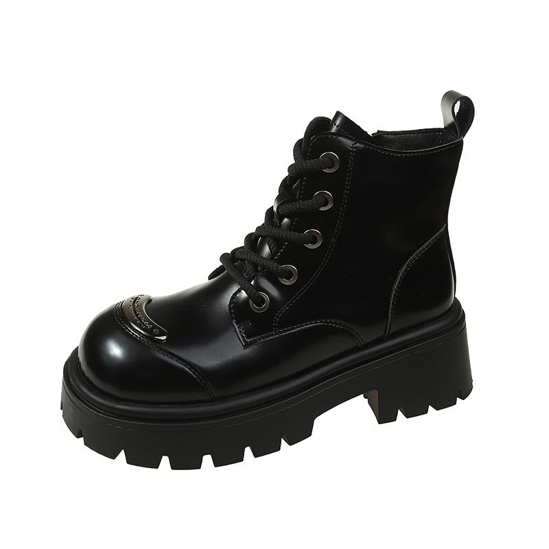 

Лидер продаж 2024 года, женская обувь, женские сапоги на шнуровке, осенние водонепроницаемые модные ботинки разного цвета с круглым носком, на среднем каблуке 38 чёрный