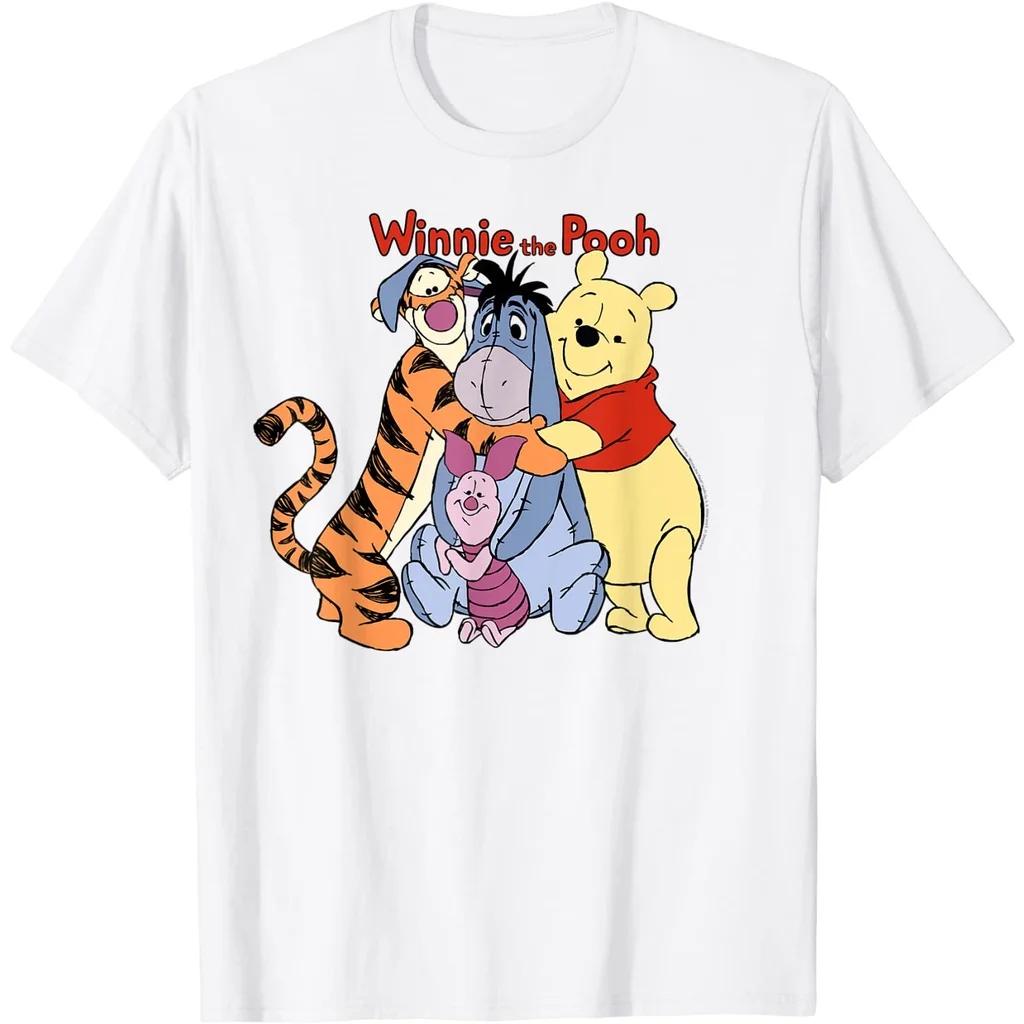 Hot Fashion Casual Disney Winnie The Pooh Group Shot Hug T-Shirt S-4XL Summer L