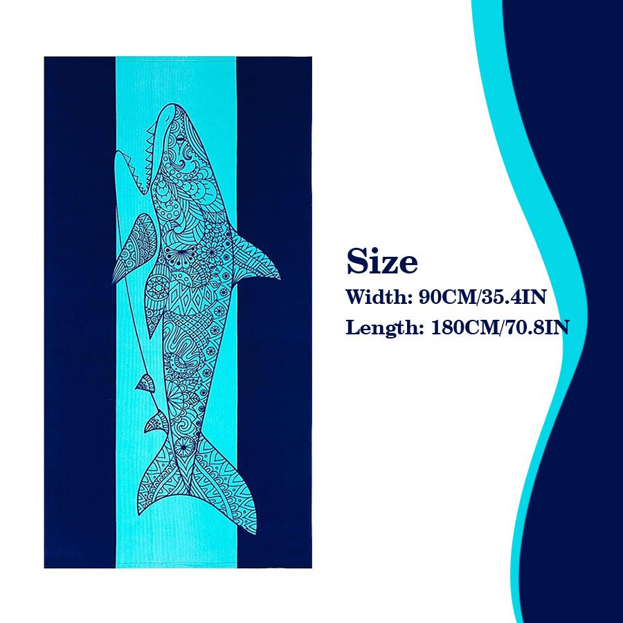 Microfiber Large Size Blue Shark Turtle Travel Swimming Pool Yoga Gym Beach Towel