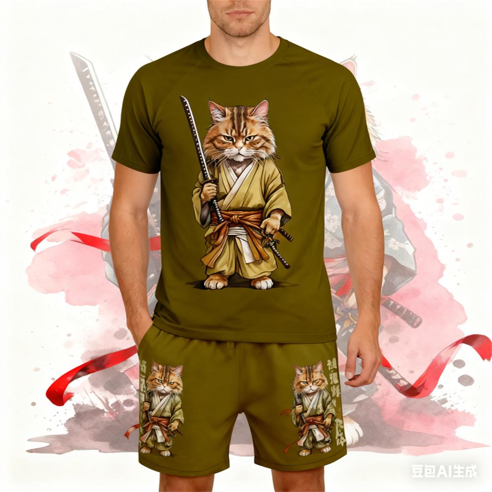 Мужской летний комплект с коротким рукавом, повседневный, модный, свободный, дышащий, мужской костюм из двух предметов XL