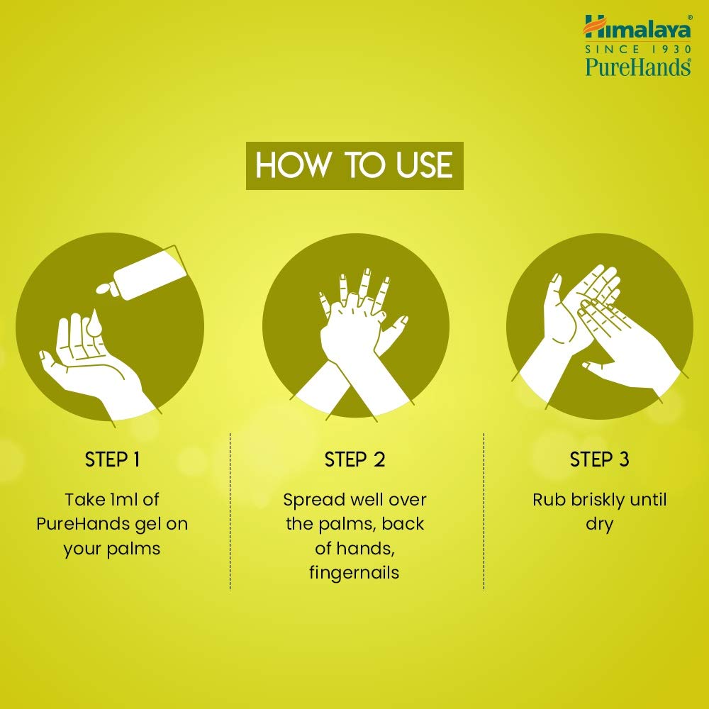 Himalaya Pure Hands Lemon Hand Sanitizer 500ml Pack Kills 99.9 Percent Germs Fast Drying Gel Travel Essential Soft Skin Hygiene Protection