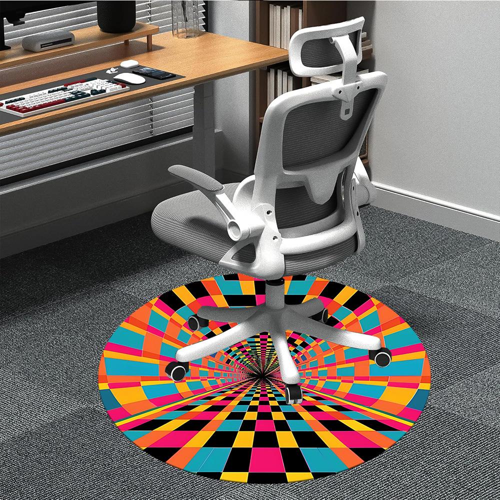 

1pc Vortex Tunnel Office Round Area Rug, Indoor Mat Suitable ForOffice, Under Office Chairs Bedroom Living Room Home Decor, Room Deco T057 80cm by 80cm