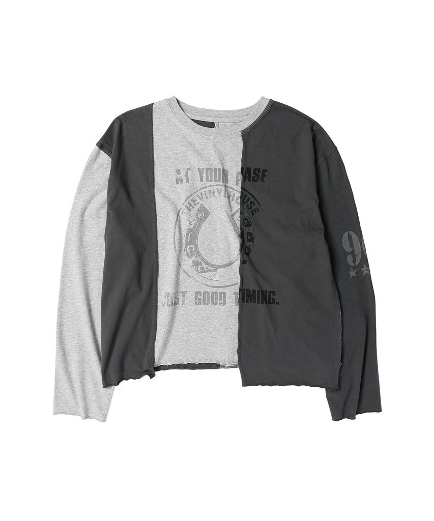 THEVINYLHOUSE Block Unbalance Ls Tee(W) Gray