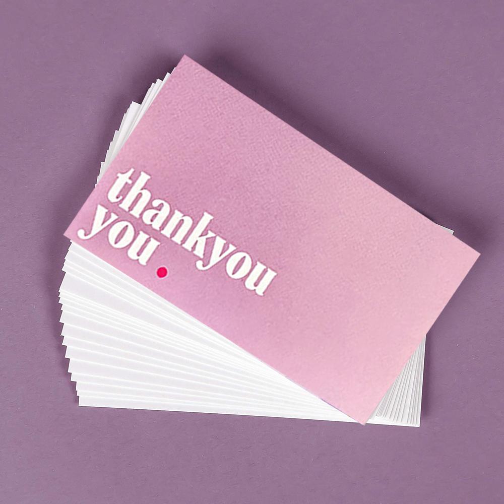 50pcs Elegant Small Business Pink Thank You Cards, Appreciation Greeting Cards for Clients, Employees, Customers