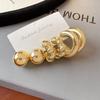3Pairs Fashionable Creative Personalized C Shaped Water Droplet Bean Geometric Earring Combination Set For Women Jewelry Gift