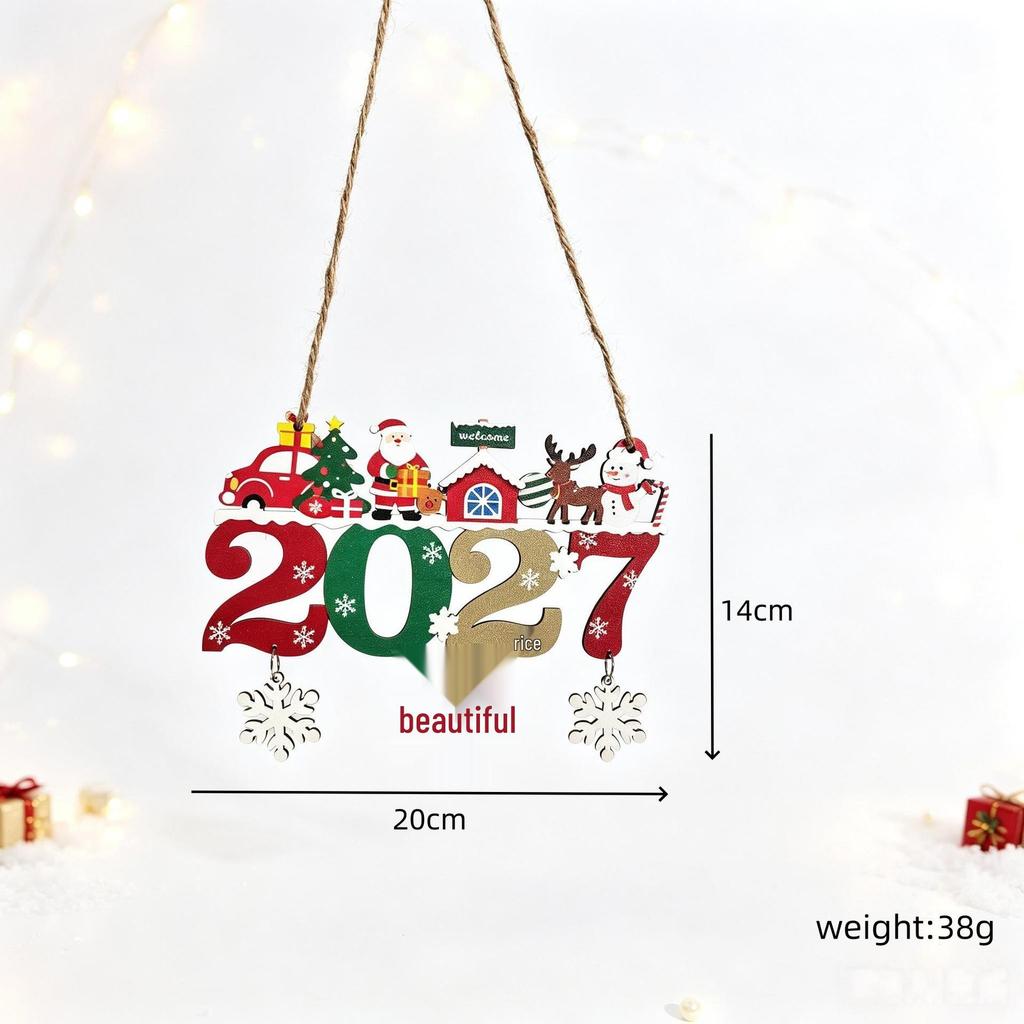 2026 Wooden Christmas Tree Ornament: English Letter Creative Decoration