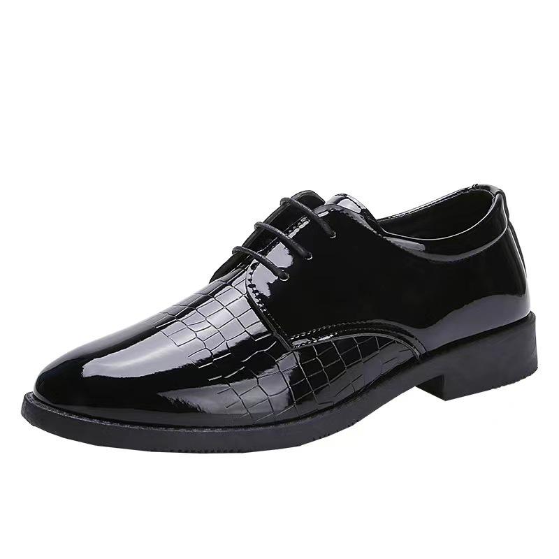 Fashion Men's Wide Width Polished Leather Oxfords Autumn Business Casual Formal Shoes Shiny Comfort Cushioned Non-Slip Sole Work Wedding
