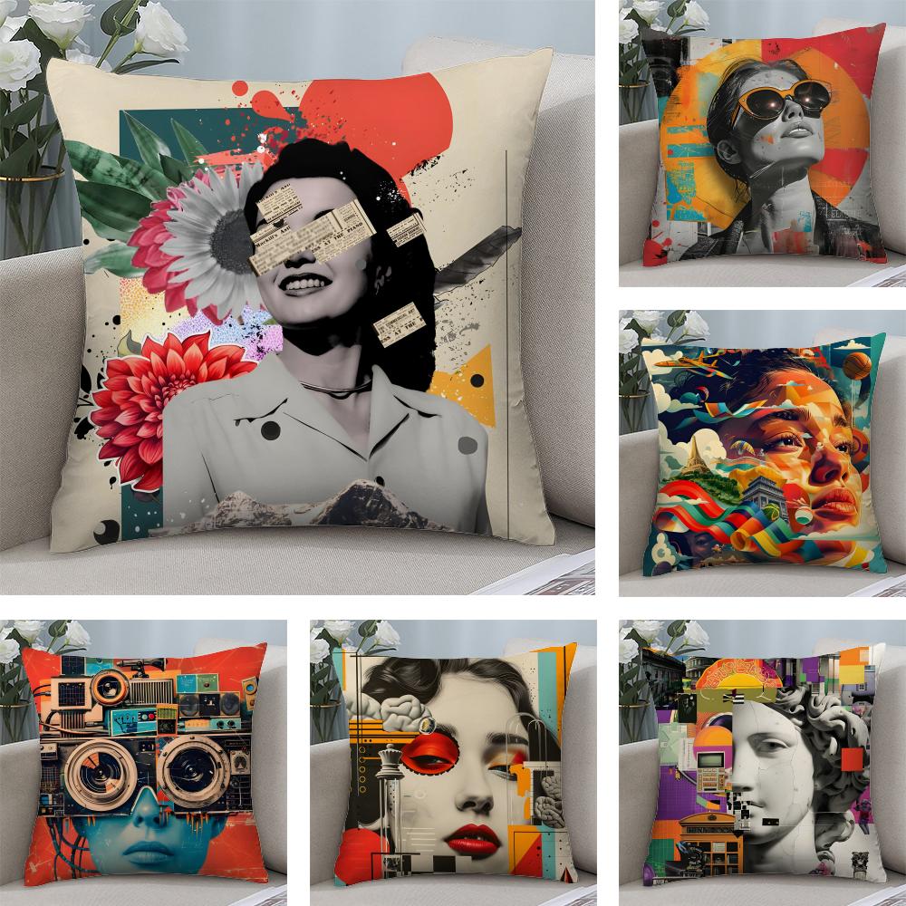 Retro Poster Luxury Cushion Cover Plush Fabric Soft DoubleSided Printed Sofa Warm Winter Home Child Gift Pillow Case
