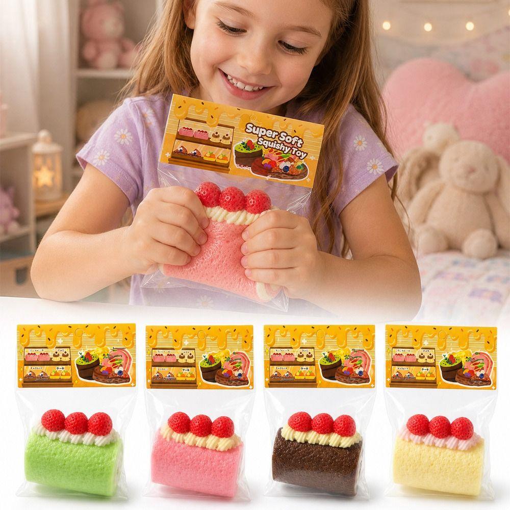 Soft Squeezable Cake Roll Squishy TPR Squeeze Toy Fashion Squeeze Fidget Toy Desk Decor