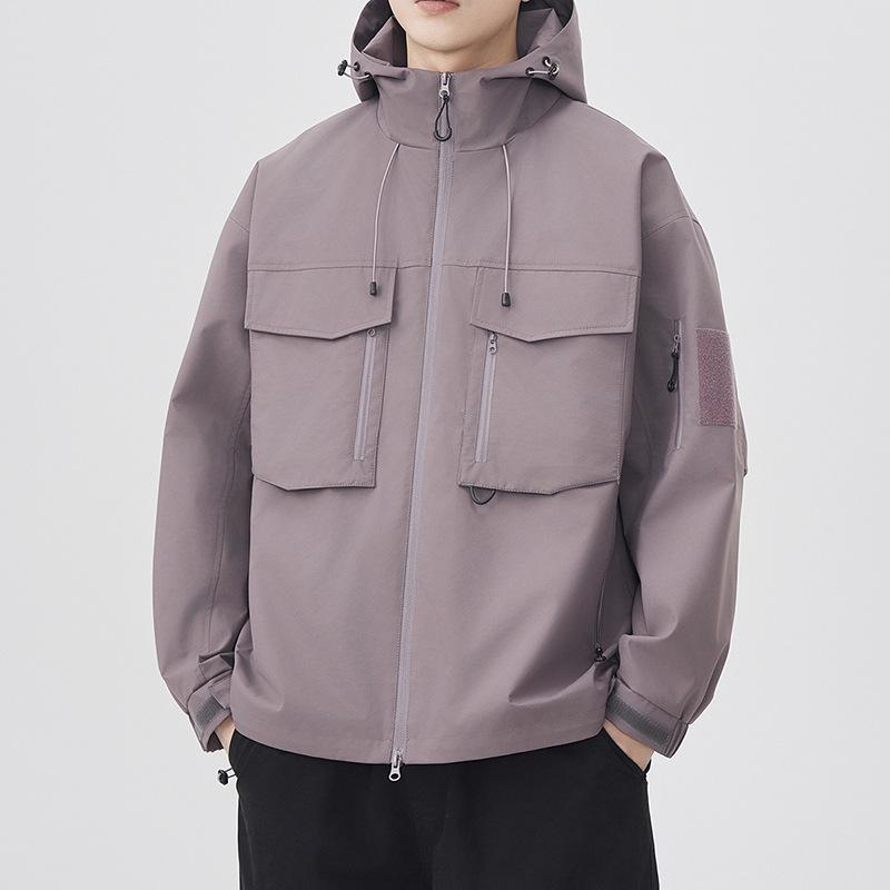 Spring Contrasting Color Mountain Functional Jacket Men's Spring Trendy Waterproof Workwear Hooded Jacket