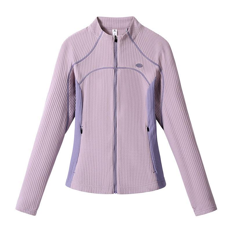 Womens Slim Fit Short Sports Jacket Quick Dry Color Block Stand Collar Zip Up Top Outdoor Hiking Camping