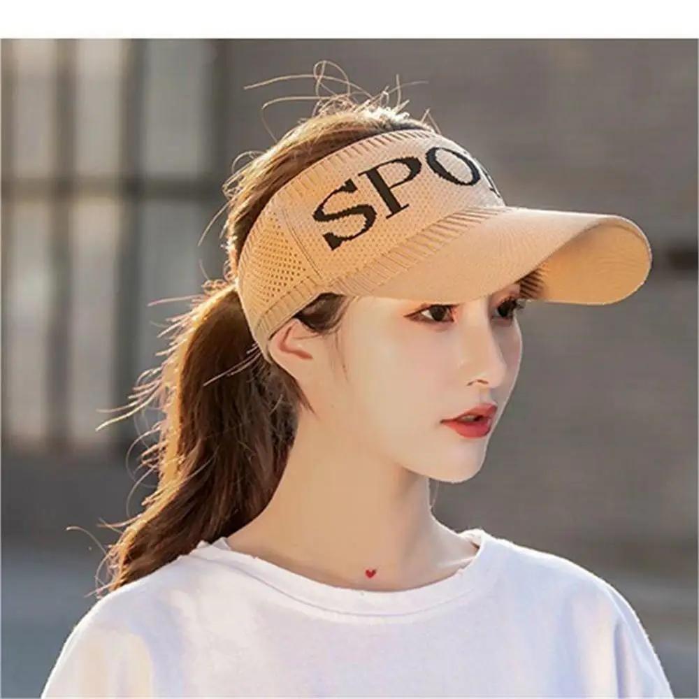 Summer Solid Color Empty Top Outdoor Cycling Sports Sunscreen Baseball Hat For Women Duckbill Cap