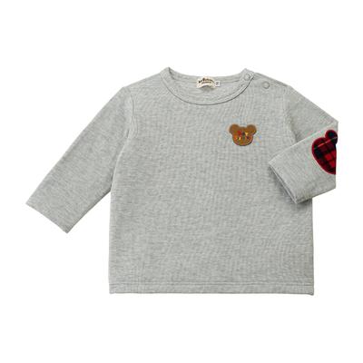 MIKI HOUSE HOT BISCUITS Long Sleeve T-Shirt, Boys and Girls, Gray, 110cm, 73-5204-498
