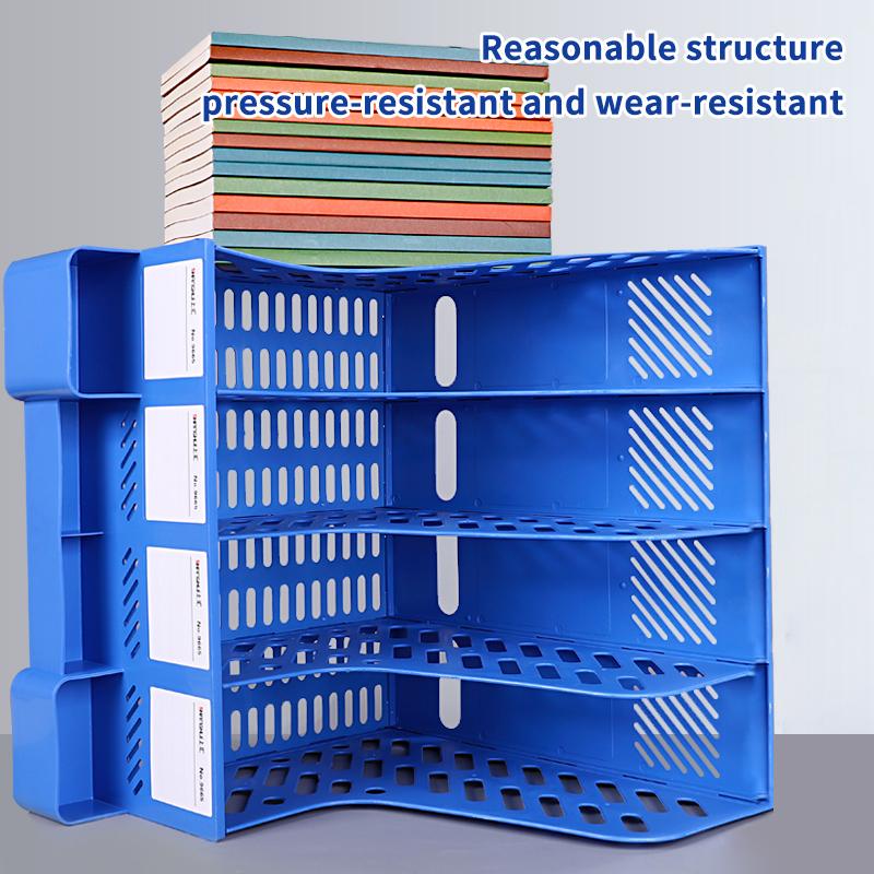 4 Column File Rack Holder Durable PP Material Desktop Organizer for Books Stationery Sundries School Office Desktop