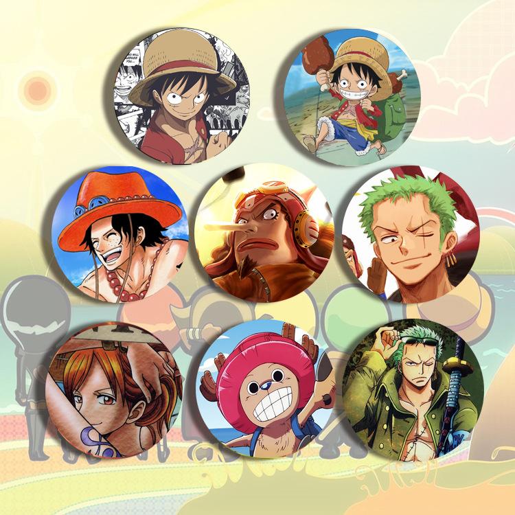 One Piece Anime Badge Luffy Zoro Laser Pin Round Tin Button Brooch  Merchandise Accessories For Fans Collection Gift