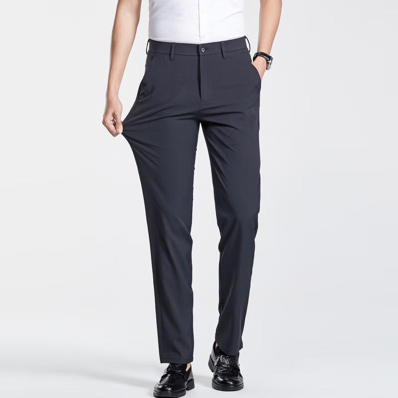 LangSha Men's Business Casual Straight-Leg Pants
