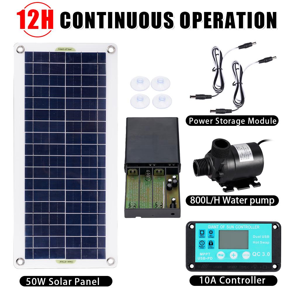 Pompa per acqua solare senza spazzole da 50 W, 800 l/h, motore per pompa sommergibile ultra silenzioso, decorazione per fontana da giardino con laghetto per pesci