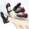 Zapatos De Mujer Women Cute Comfort Buckle Strap Black Patent Leather Height Increased Shoes Lady Cool Wine Red Heel Shoes