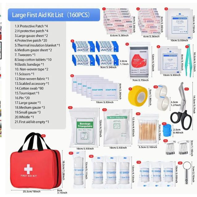 12-Piece Portable First Aid Kit for Outdoor, Travel, Car & Home Use