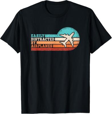 Easily Distracted By Airplanes Funny Pilot Aviation Plane Gift Unisex T-Shirt