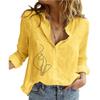 Women Fashion Cat Print Cotton Linen Top Ladies Lapel Collar Long Sleeve Cardigan Shirt Spring&Summer&Fall Casual Loose Blouses